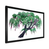 DesignArt „Осамено дрво на Вистерија“ Традиционално врамено уметничко печатење