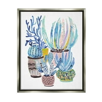 Службени сини кактус растенија Ботаничко и цветно сликарство Греј Флотер Рамка за уметност печатење wallидна
