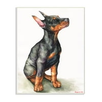 Stuple Industries Doberman кученце куче миленичиња животно акварел сликарство wallидна плакета уметност од
