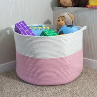 Домашна комплетна екстра-голема корпа за јаже за перење, ќебиња и играчки, розова